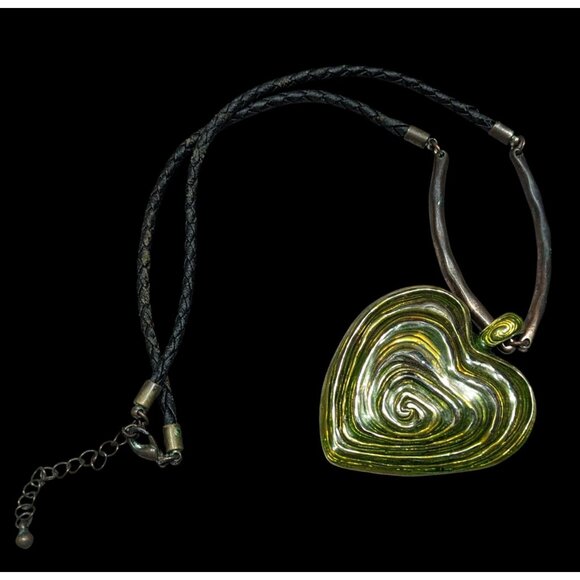 Brutalist Abstract Heart Swirl Pendant Necklace - Picture 1 of 12